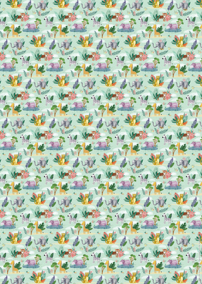 Gift Wrap & Tags - Safari Animals (2 Sheets & 2 Tags)