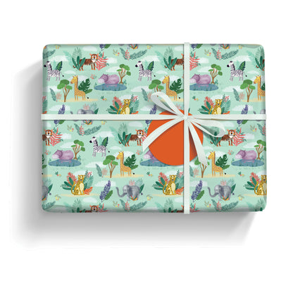 Gift Wrap & Tags - Safari Animals (2 Sheets & 2 Tags)