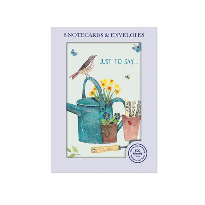 Mini Notecard Pack (6 Cards) - Watering Can & Bird