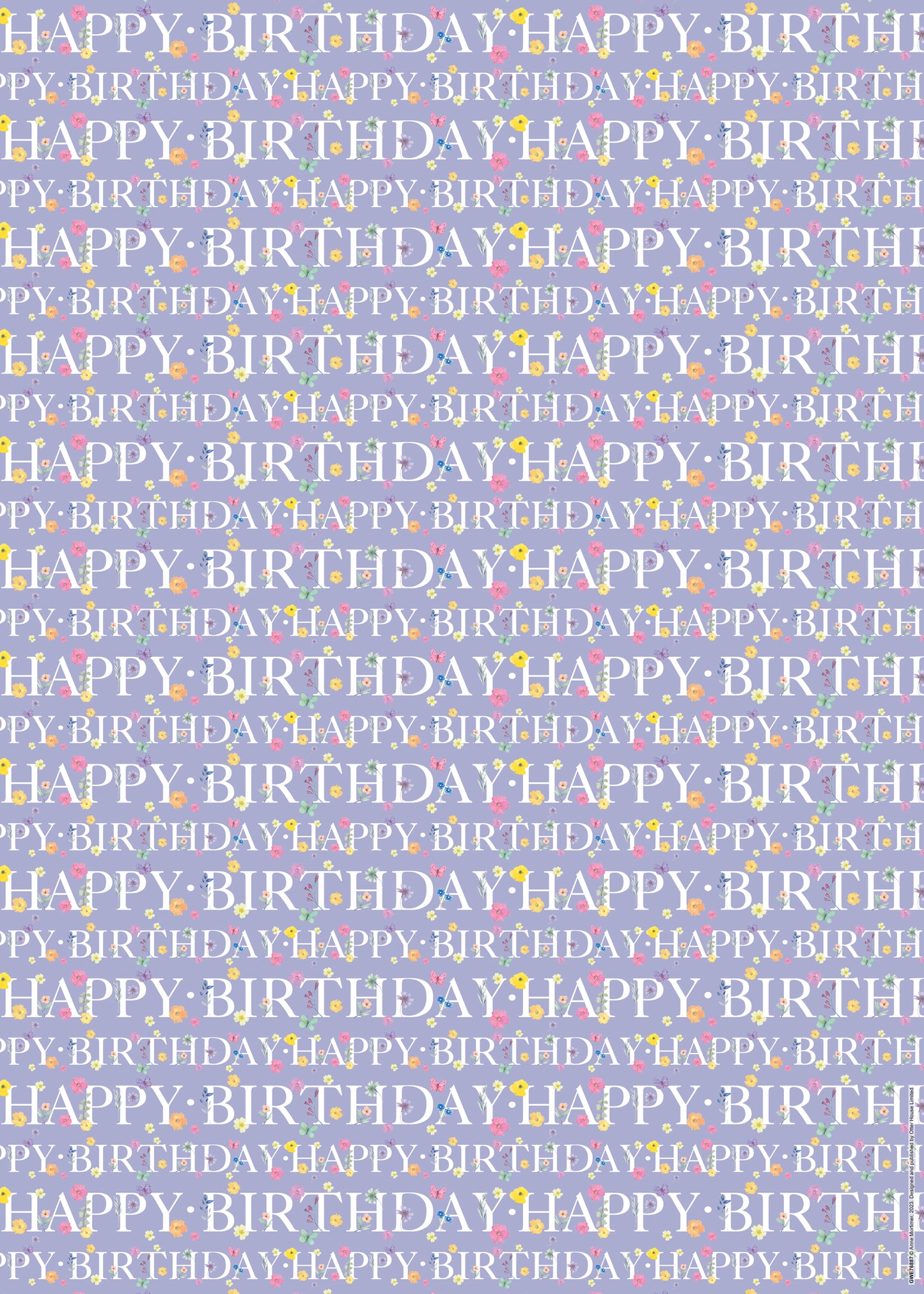 Gift Wrap & Tags - Happy Birthday Flowers (2 Sheets & 2 Tags)