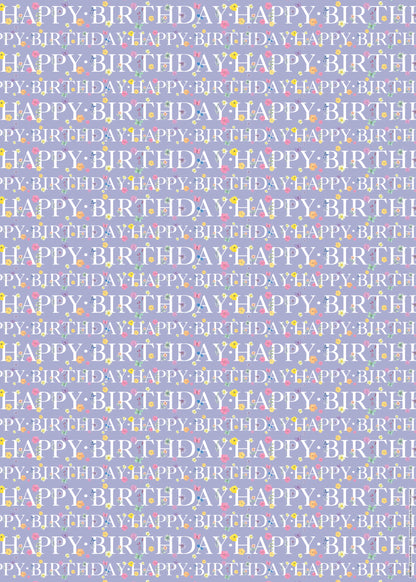 Gift Wrap & Tags - Happy Birthday Flowers (2 Sheets & 2 Tags)