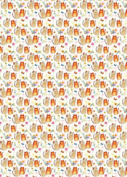 Gift Wrap & Tags - Stitched Cats (2 Sheets & 2 Tags)