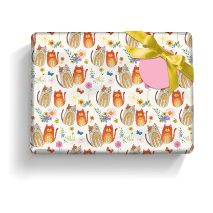 Gift Wrap & Tags - Stitched Cats (2 Sheets & 2 Tags)