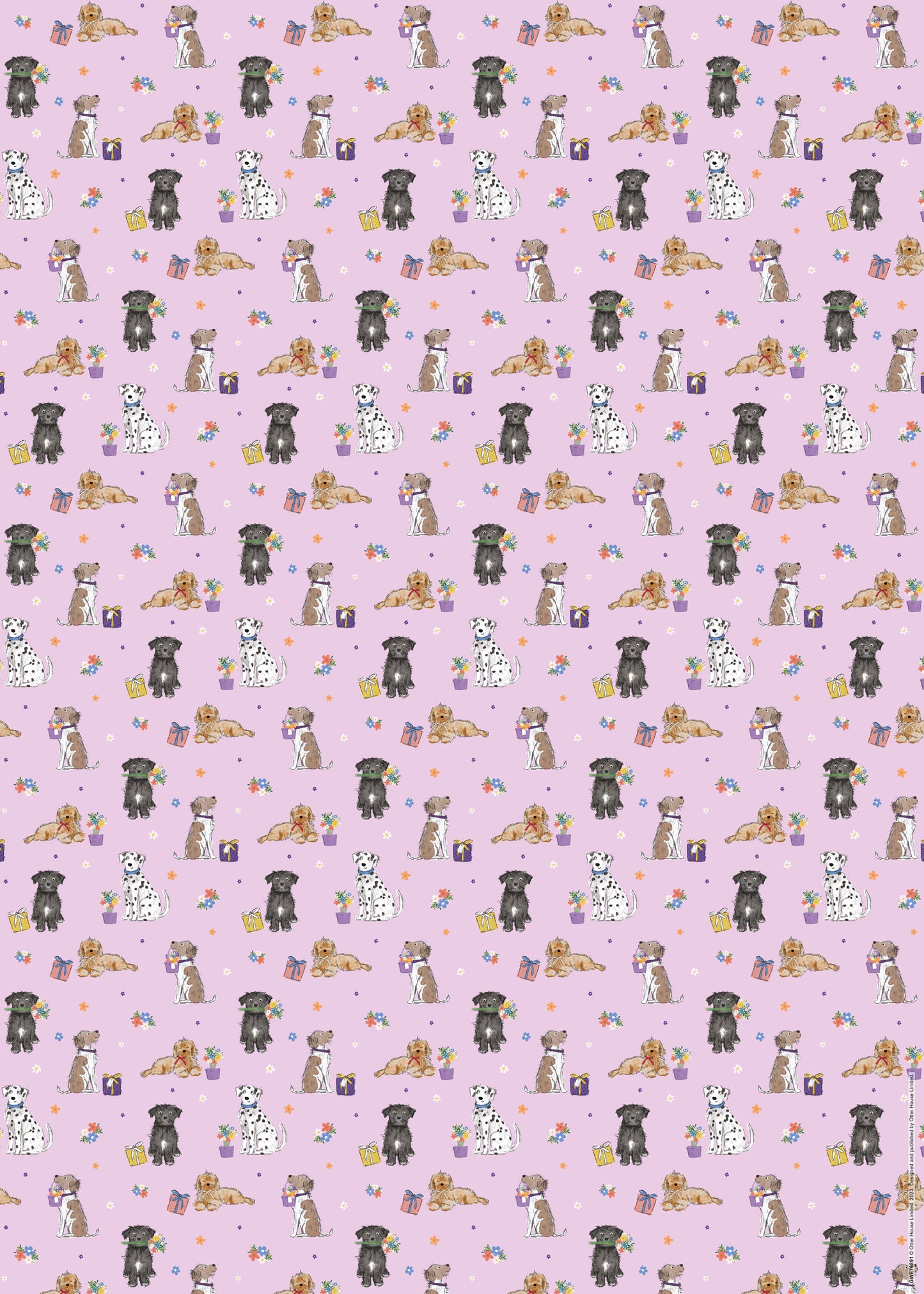 Gift Wrap & Tags - Flower Pups (2 Sheets & 2 Tags)