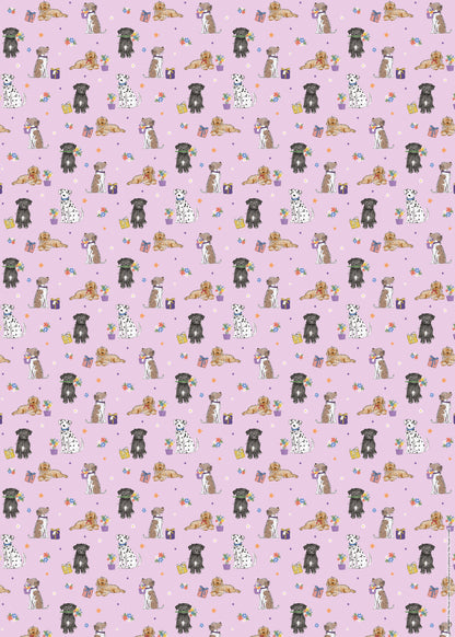 Gift Wrap & Tags - Flower Pups (2 Sheets & 2 Tags)