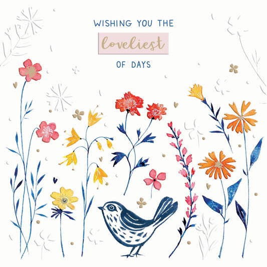 Blue Willow Card Collection - Little Bird & Flowers