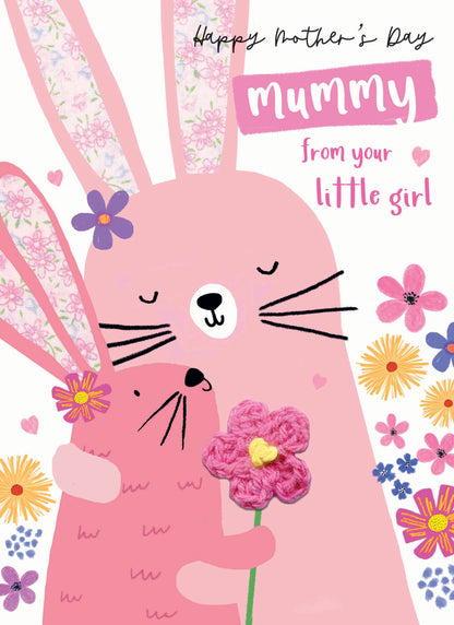 Mother's Day Card - Little Girl Bunny