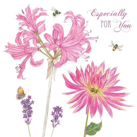 Vintage Garden Card - Jersey Lily & Dahlia