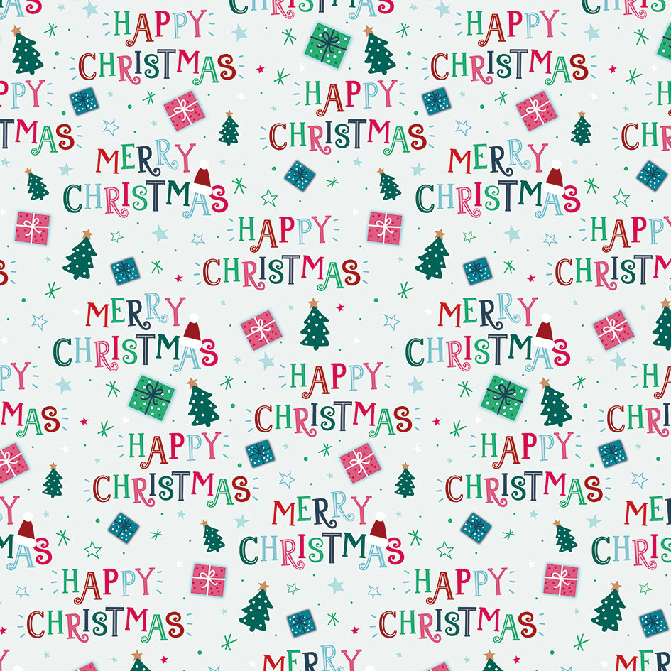Christmas Wrap & Tags - Christmas Text (10 Sheets & 10 Tags)