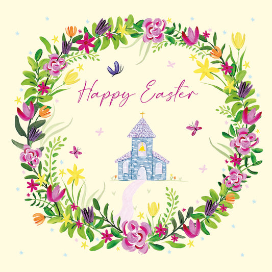 Easter Card Pack - Church in Wreath