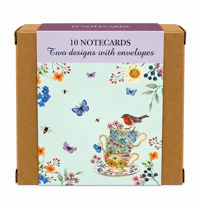 Notecard Pack (10 Cards) - Teacups & Watering Can