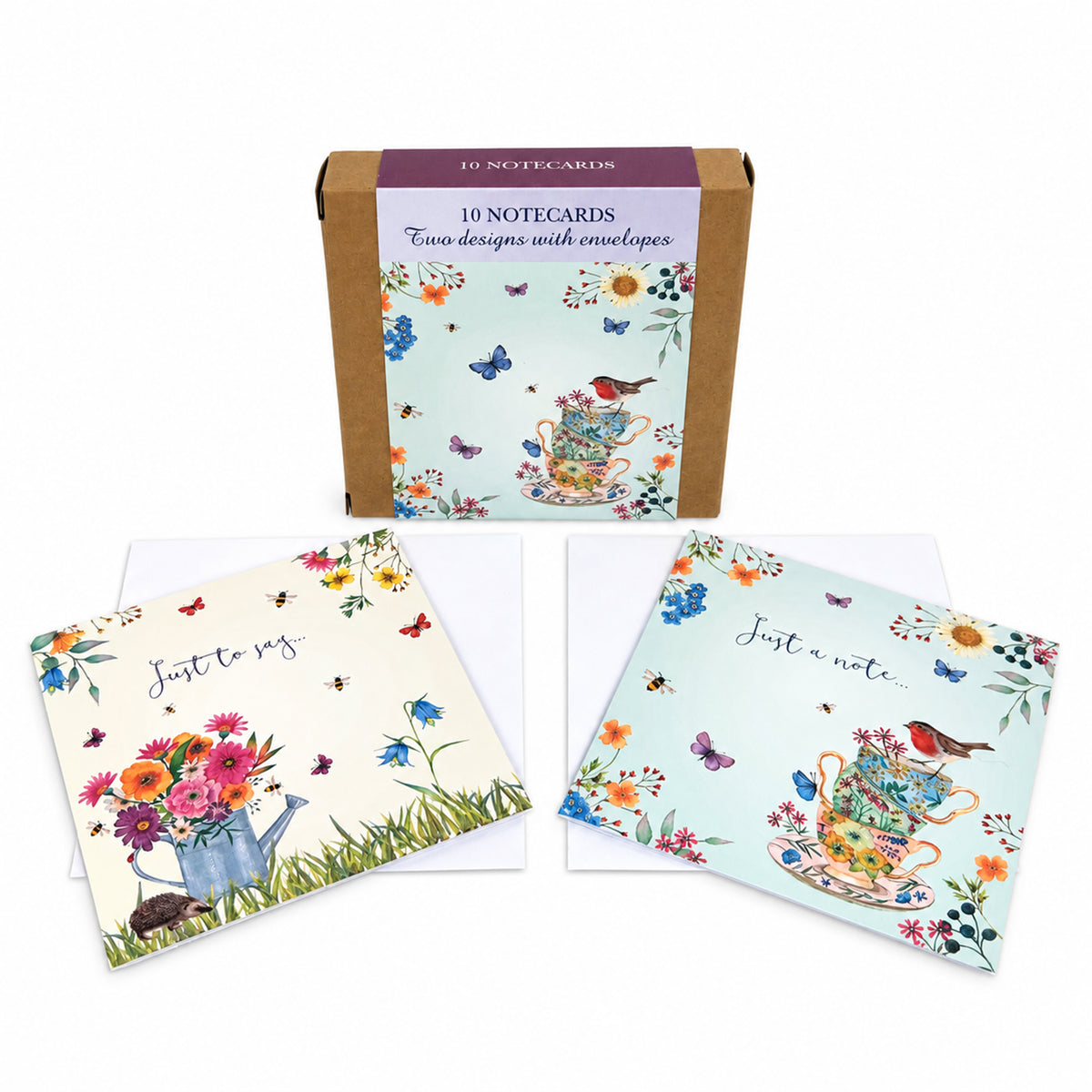 Notecard Pack (10 Cards) - Teacups & Watering Can