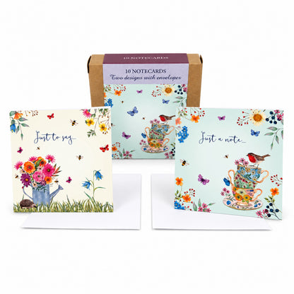 Notecard Pack (10 Cards) - Teacups & Watering Can
