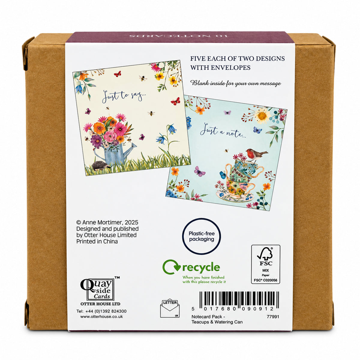Notecard Pack (10 Cards) - Teacups & Watering Can