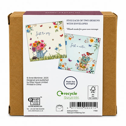 Notecard Pack (10 Cards) - Teacups & Watering Can