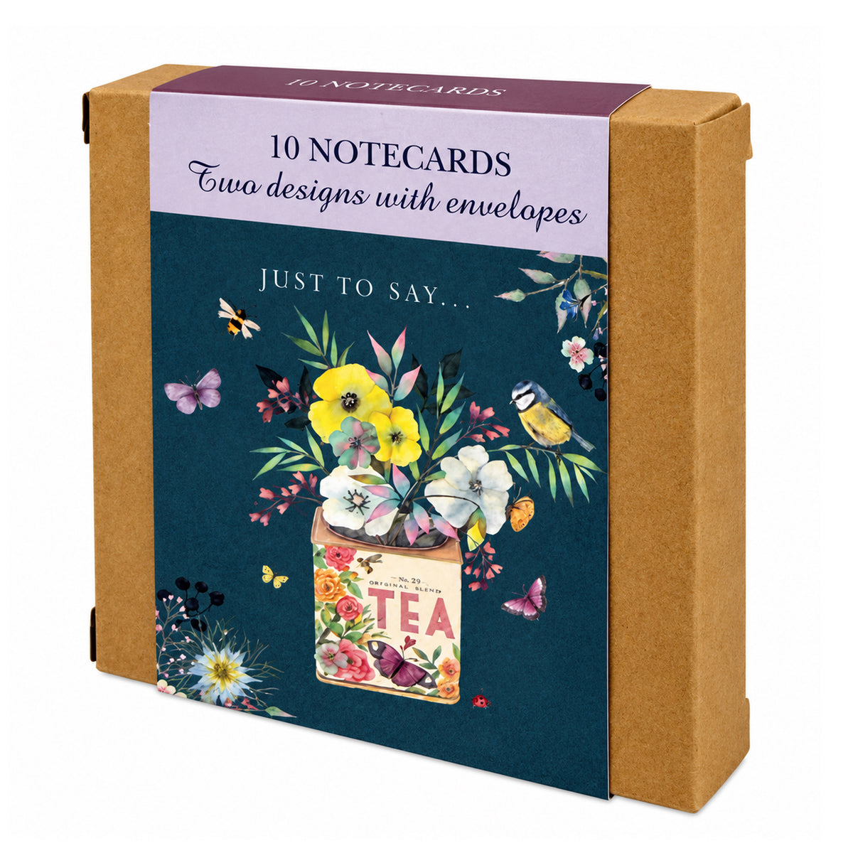 Vintage Garden Stationery - Notecard Pack (10 Cards) - Tea Caddy & Flowerpot