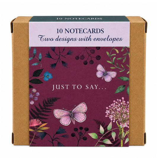 Vintage Garden Stationery - Notecard Pack (10 Cards) - Butterflies Purple