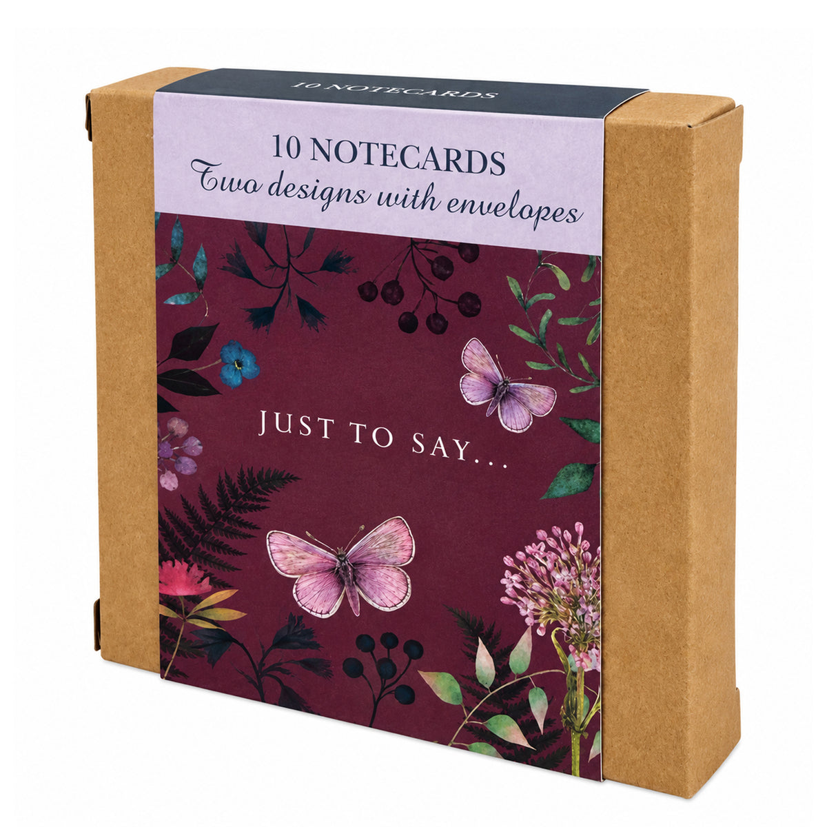 Vintage Garden Stationery - Notecard Pack (10 Cards) - Butterflies Purple