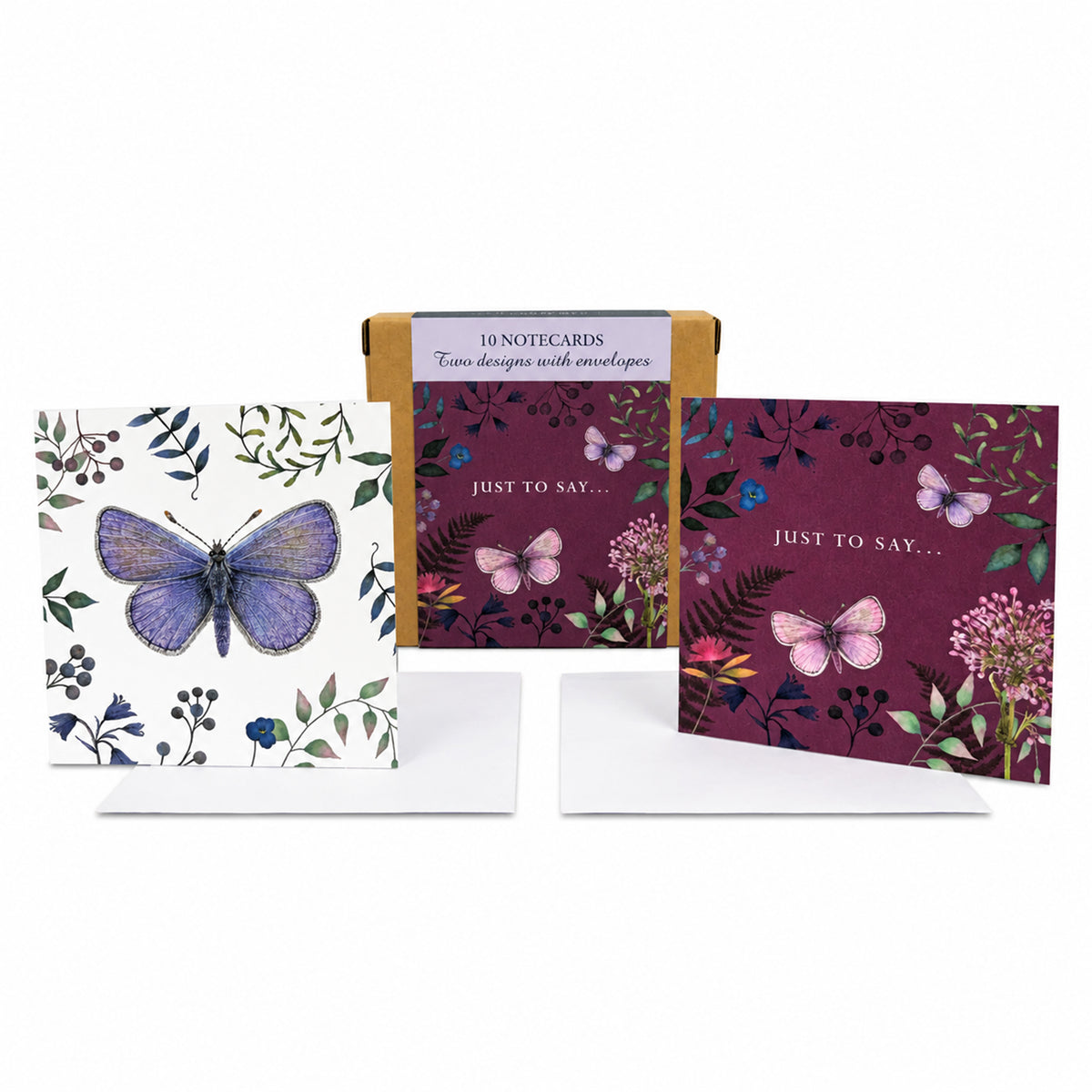 Vintage Garden Stationery - Notecard Pack (10 Cards) - Butterflies Purple
