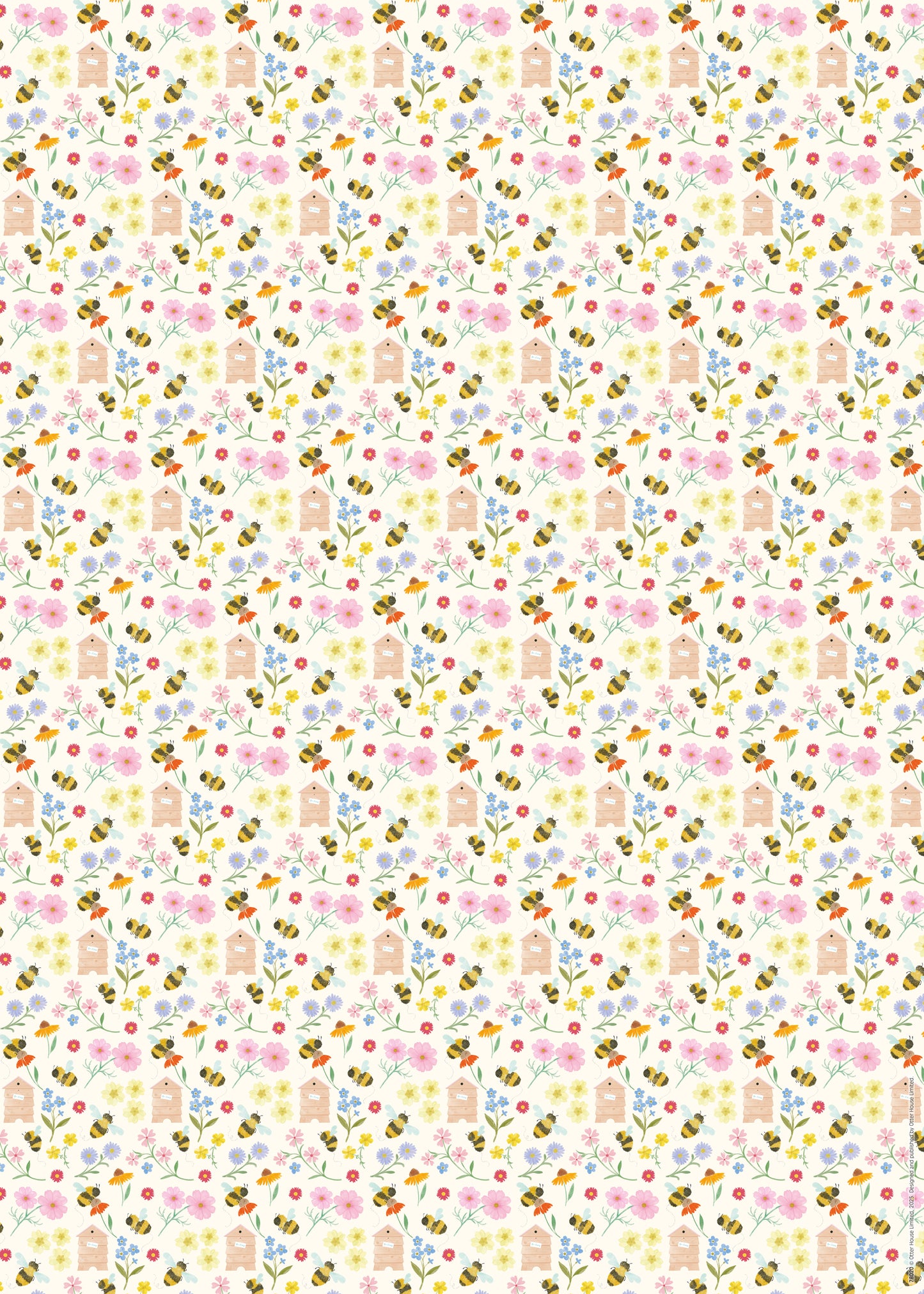 Gift Wrap & Tags - Bee Pattern (2 Sheets & 2 Tags)