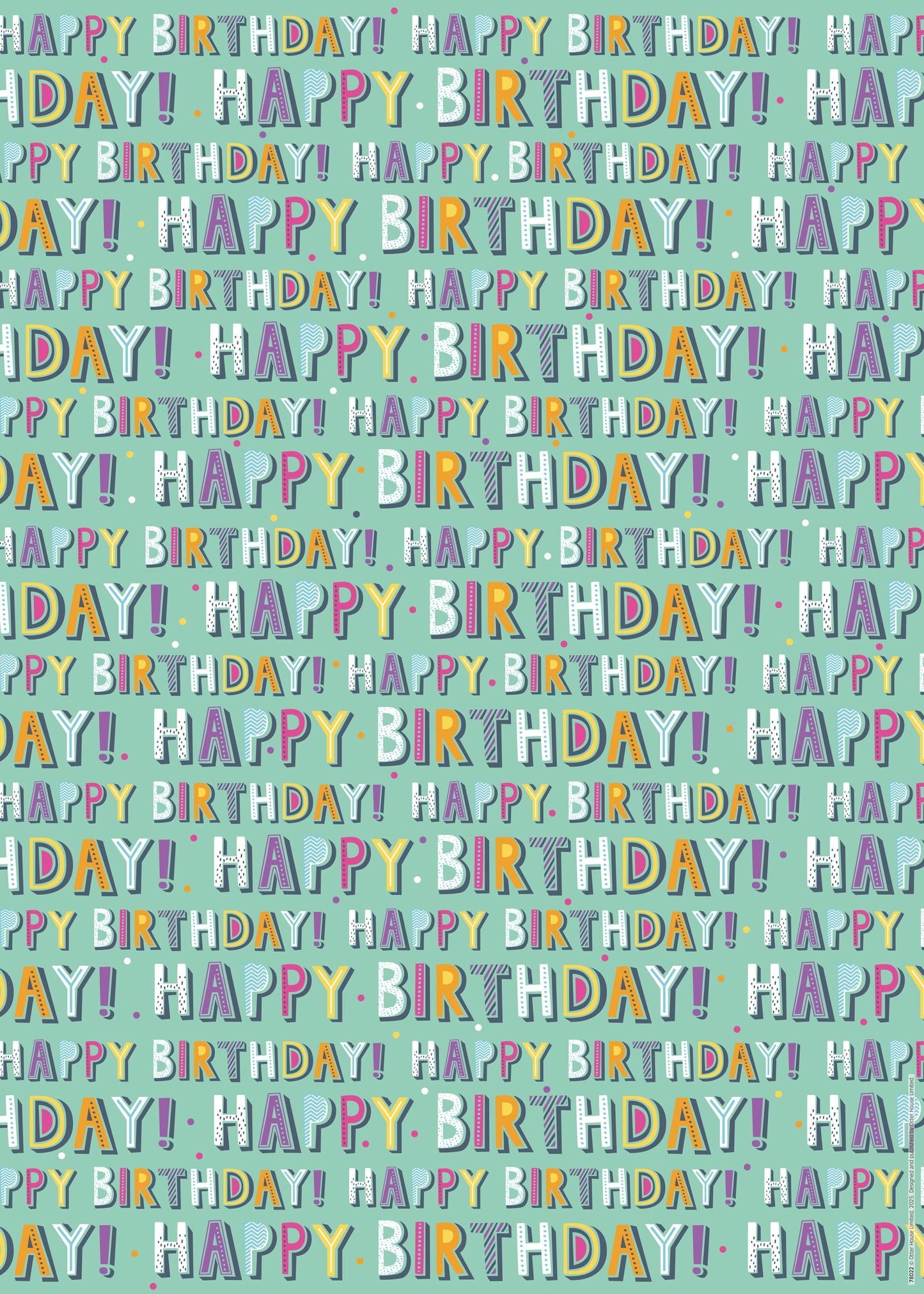 Gift Wrap & Tags - Happy Birthday Text (2 Sheets & 2 Tags)