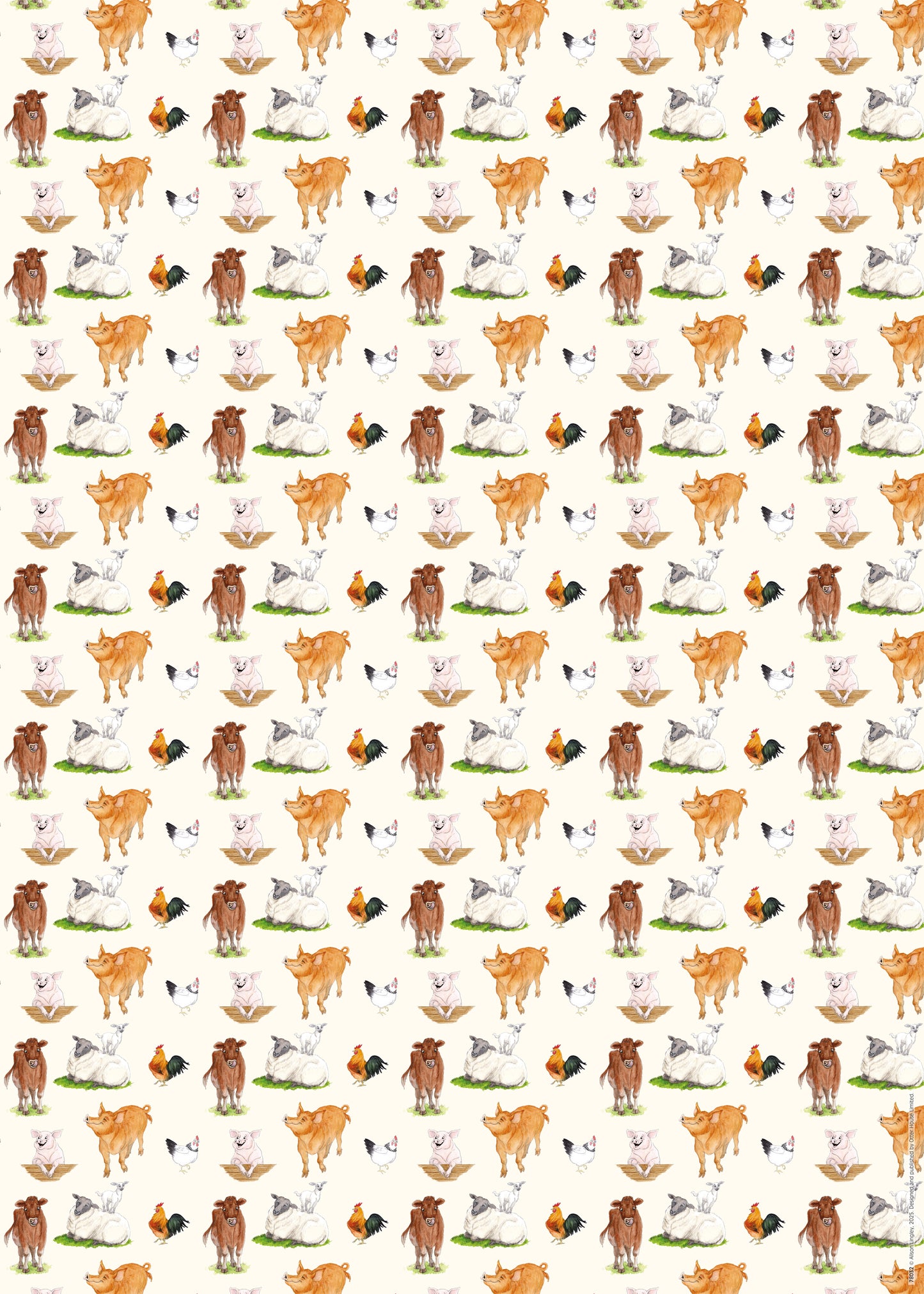 Gift Wrap & Tags - Alison's Animals Farm (2 Sheets & 2 Tags)