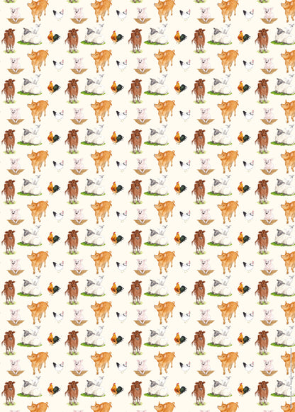 Gift Wrap & Tags - Alison's Animals Farm (2 Sheets & 2 Tags)