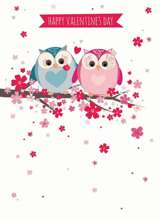 Valentines Day Card - Owls