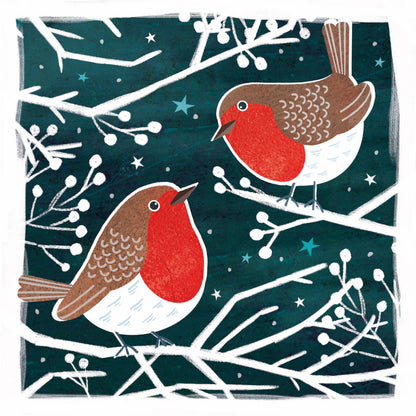 RSPB Luxury Christmas Card Twin Pack (10 Cards) - Robins & Berries