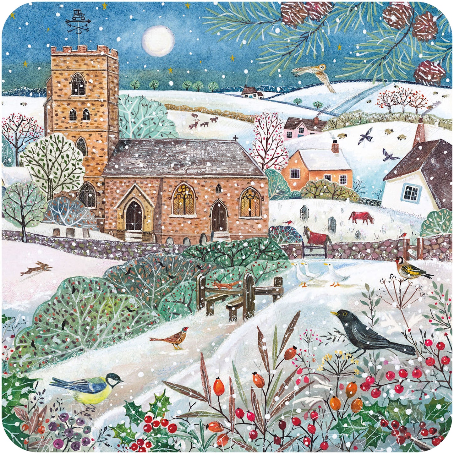 RSPB Luxury Christmas Card Twin Pack (10 Cards) - Snowy Countryside