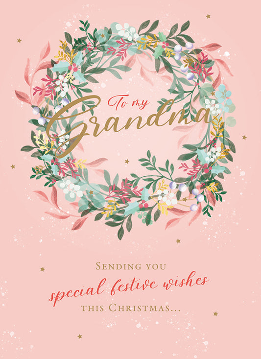 Christmas Card (Single) - Grandma - Wreath