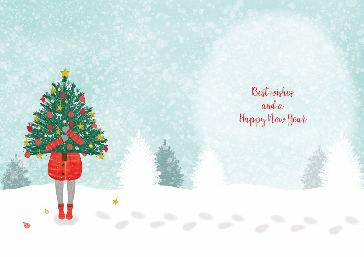 Christmas Card (Single) - Granddaughter - Girl And Tree