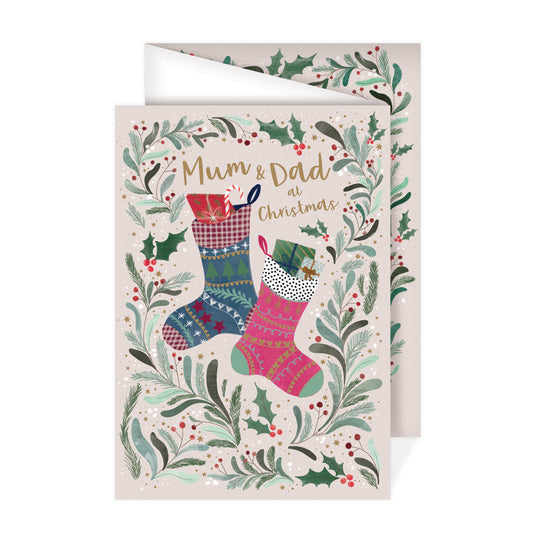 Christmas Card (Single) - Mum & Dad - Stockings