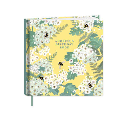 RSPB White Blossom Stationery - Address & Birthday Book - Bees & Hawthorn