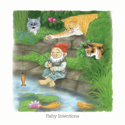 Alison's Animals Notecard Pack - Garden Antics - Fishy Intentions