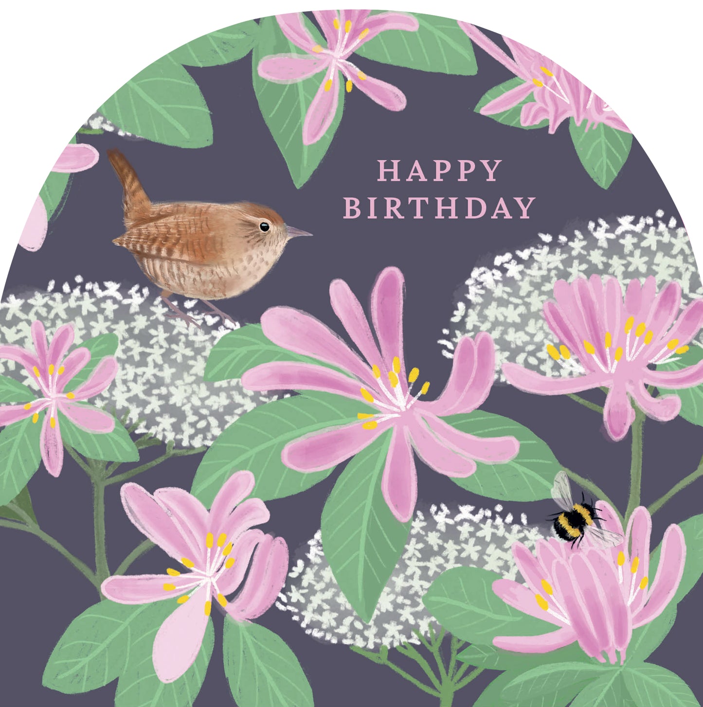 RSPB White Blossom Card - Wren & Honeysuckle