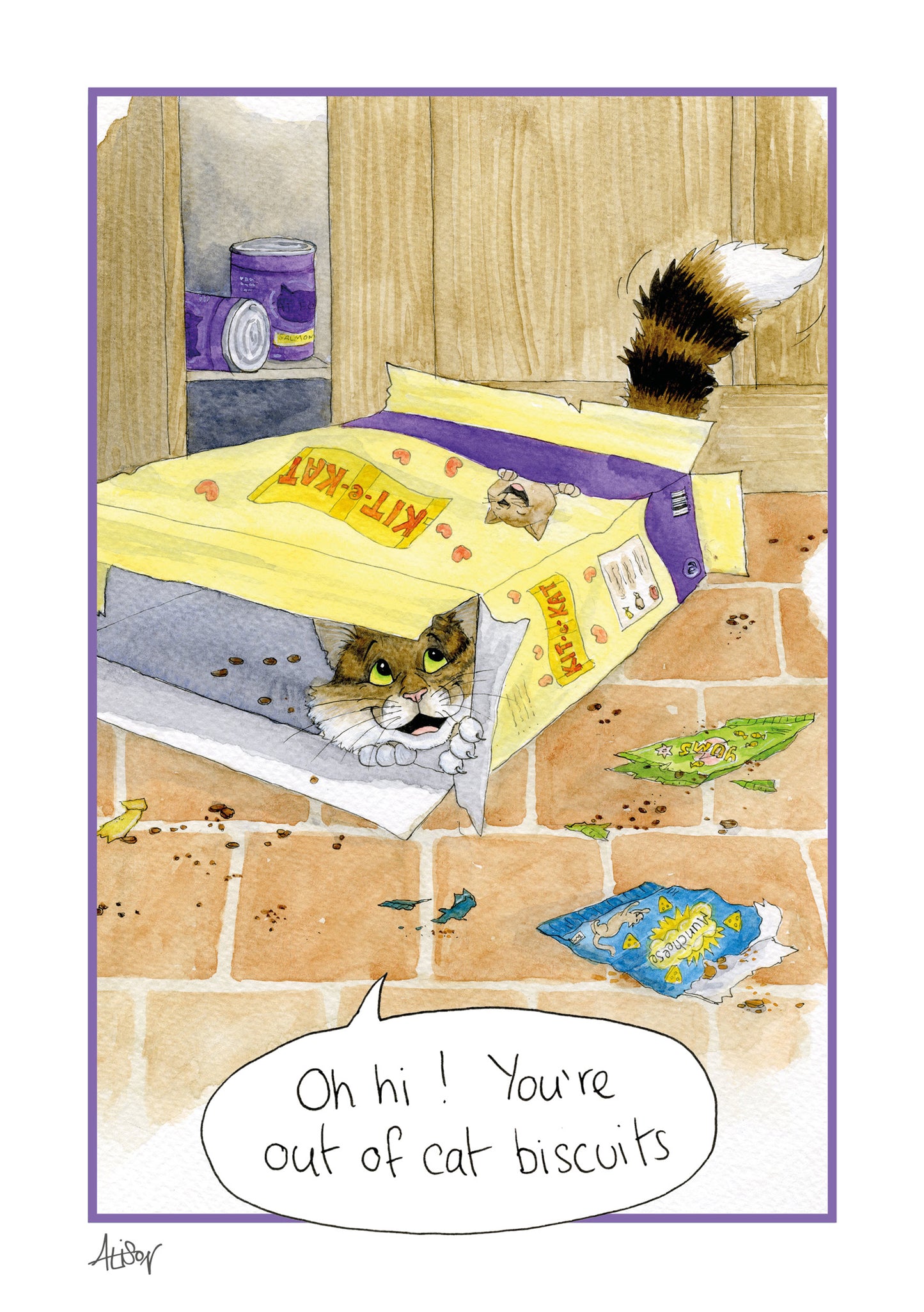 Alison's Animals Card - Cat Biscuits