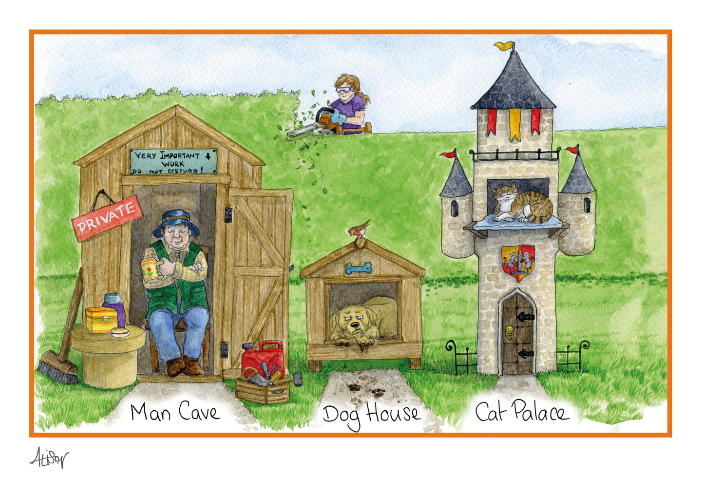 Alison's Animals Card - Man Cave, Dog House, Cat Palace