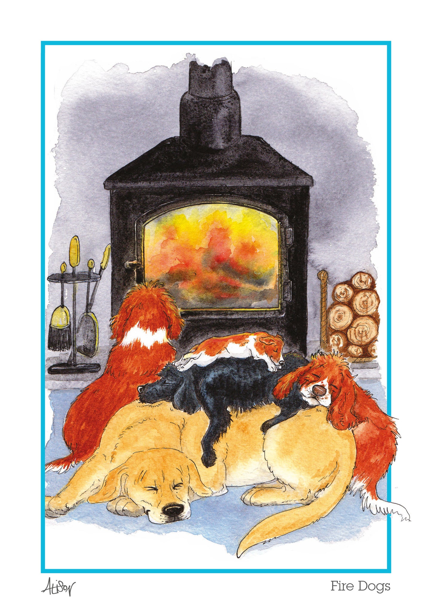 Alison's Animals Card - Fire Dogs
