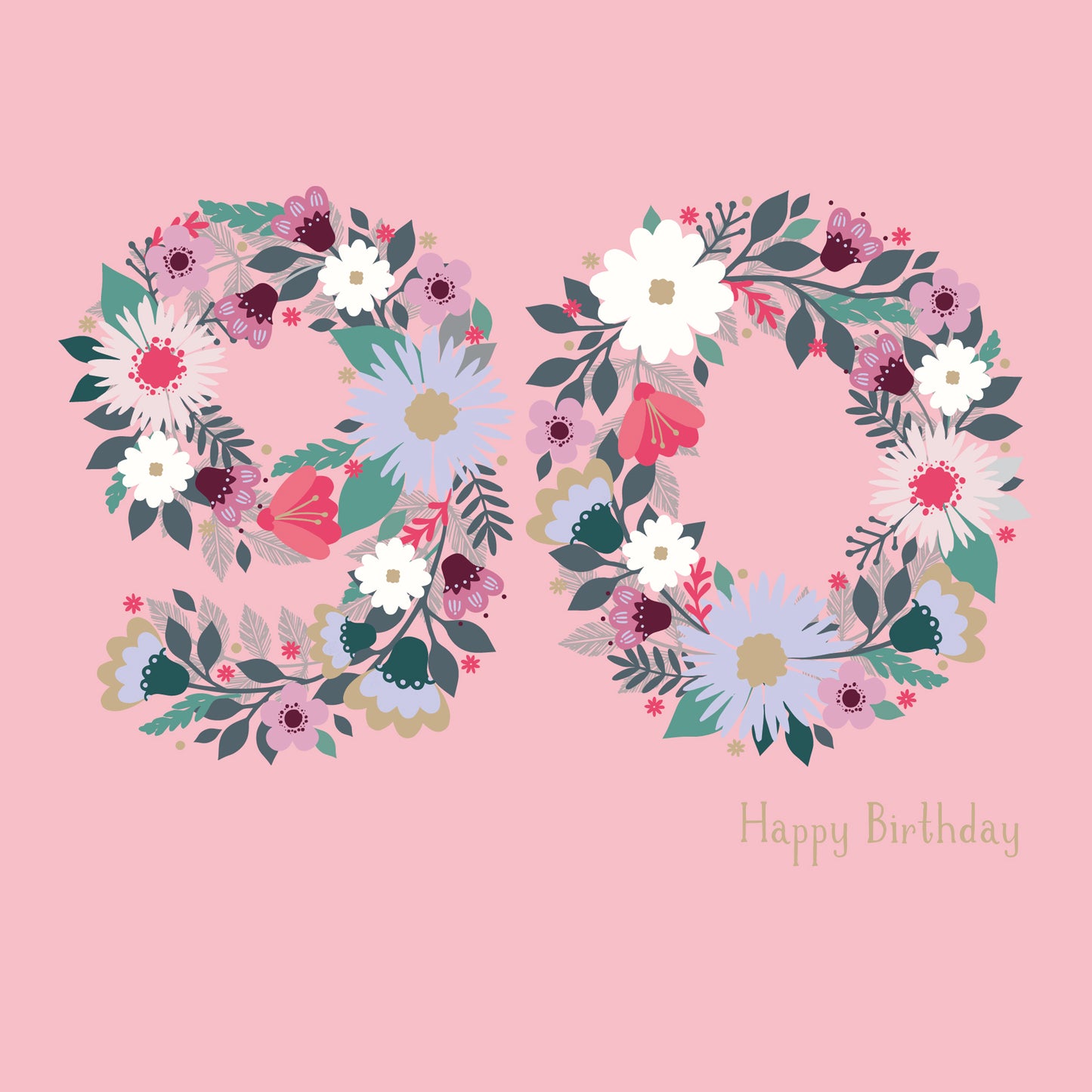 Age To Celebrate Card - 90 - Floral