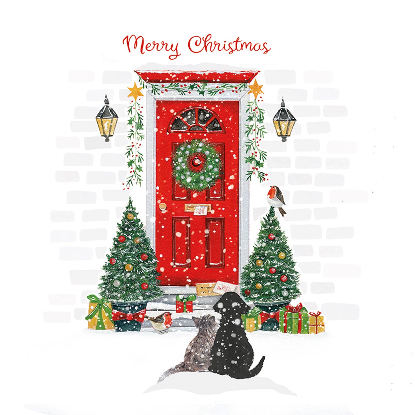 Luxury Charity Christmas Card Twin Pack (10 Cards) - Waiting on the Doorstep