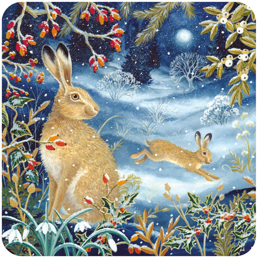 RSPB Luxury Christmas Card Twin Pack (10 Cards) - Moonlit Snow Fun