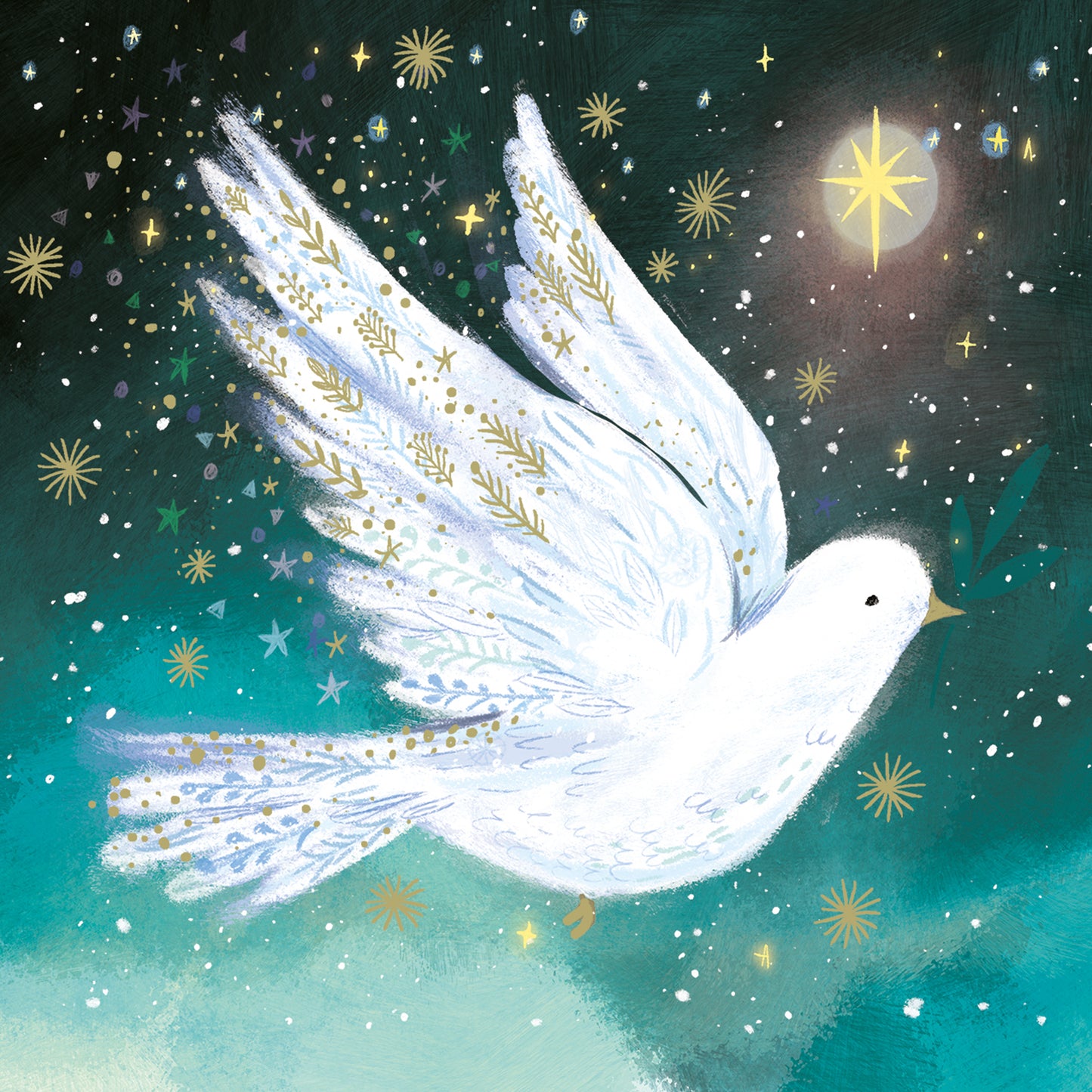 RSPB Small Christmas Cards (10 Cards) - Starry Dove