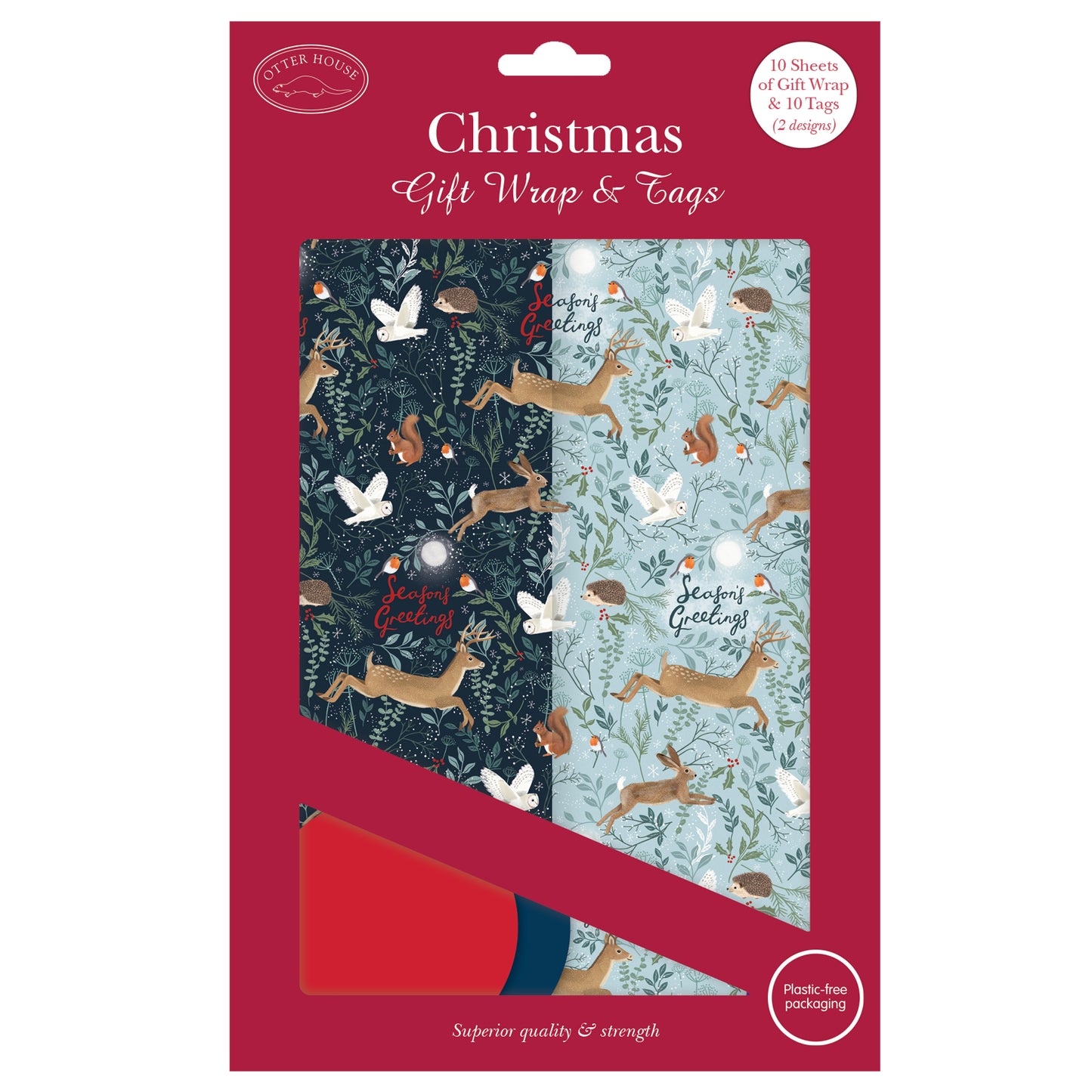 Christmas Wrap & Tags - Wildlife & Foliage (10 Sheets & 10 Tags)