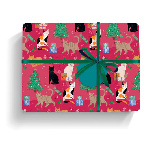 Christmas Wrap & Tags - Kitty Christmas (5 Sheets & 5 Tags)