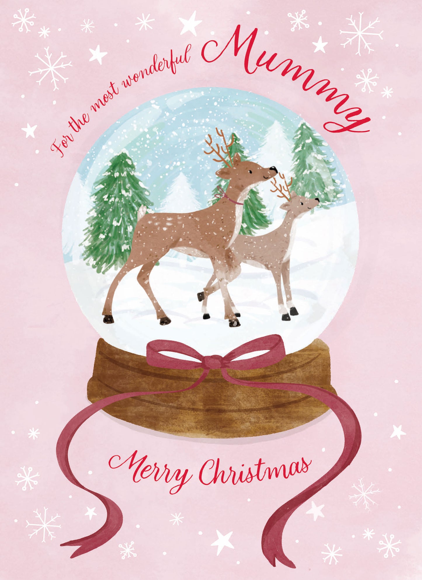 Christmas Card (Single) -  Mummy - Deers In Snowglobe