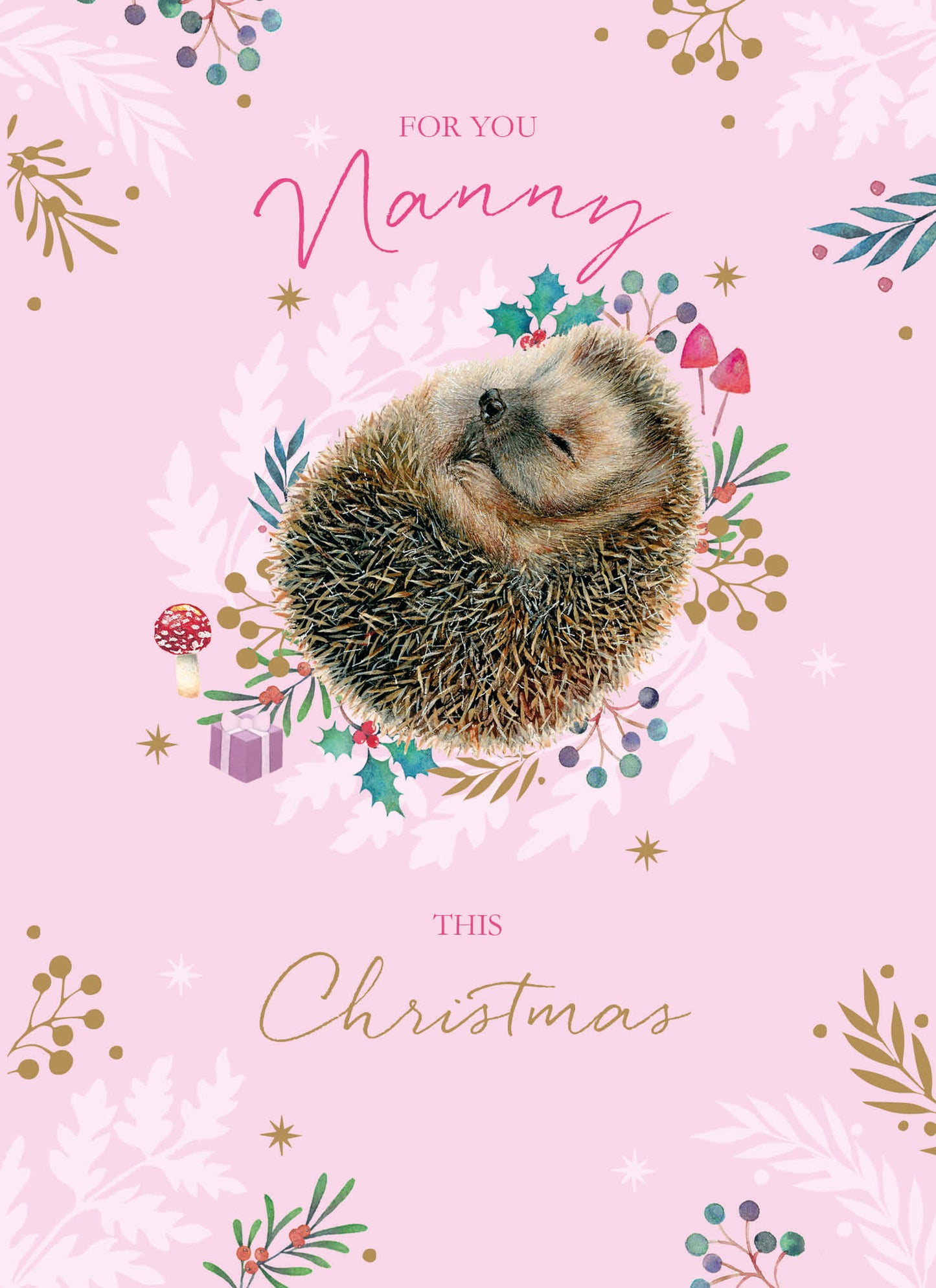 Christmas Card (Single) -  Nanny - Hedgehog