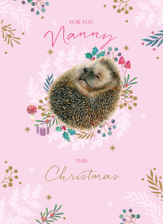 Christmas Card (Single) -  Nanny - Hedgehog