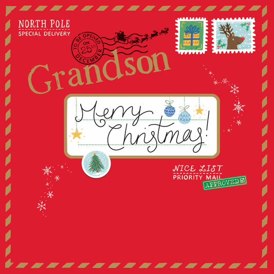 Christmas Card (Single) -  Grandson - Envelope