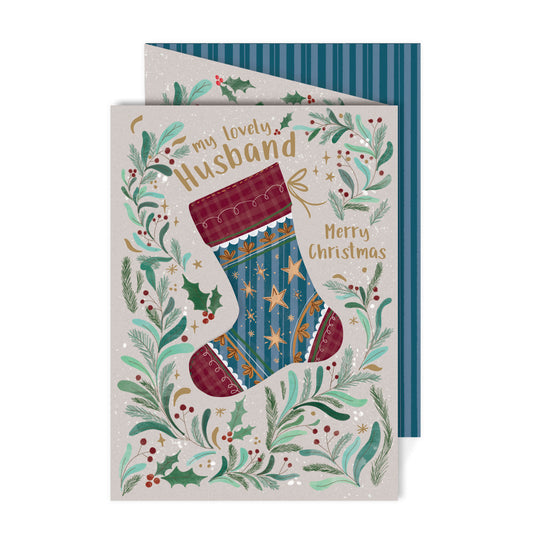 Christmas Card (Single) -  Husband - Stocking